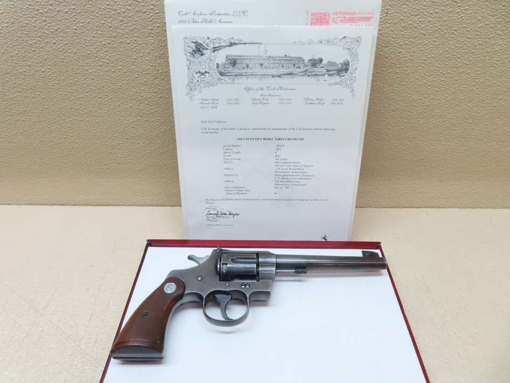 COLT Officers Model USMC PROPERTY Target Revolver Heavy Barrel .38  RARE-img-0