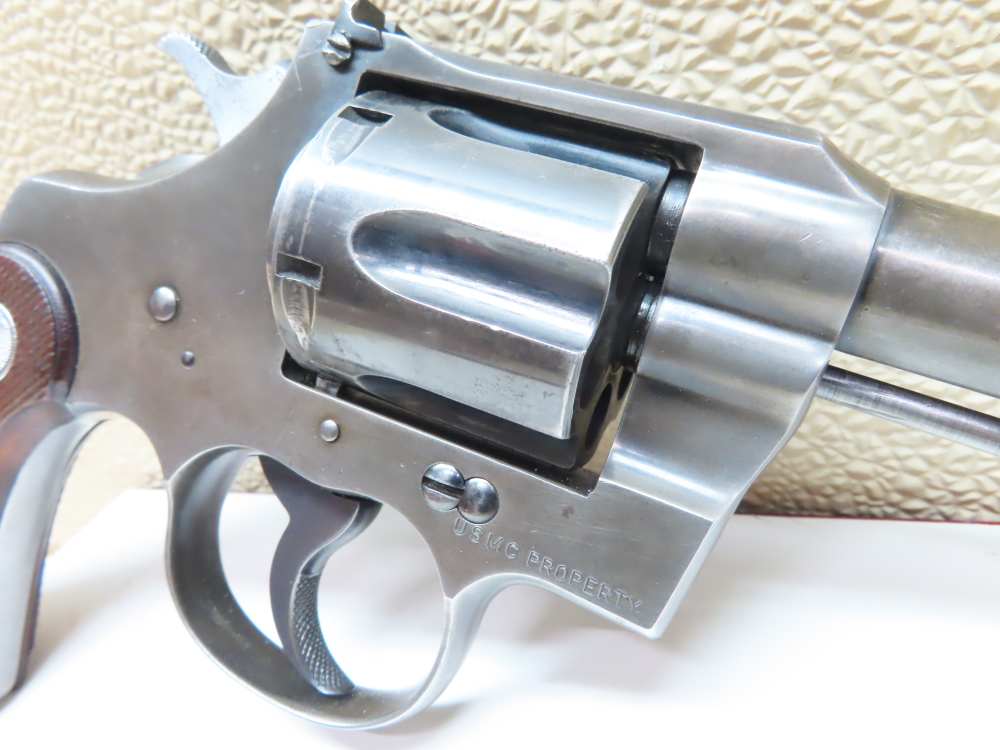 COLT Officers Model USMC PROPERTY Target Revolver Heavy Barrel .38  RARE-img-19