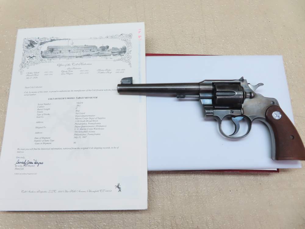 COLT Officers Model USMC PROPERTY Target Revolver Heavy Barrel .38  RARE-img-70