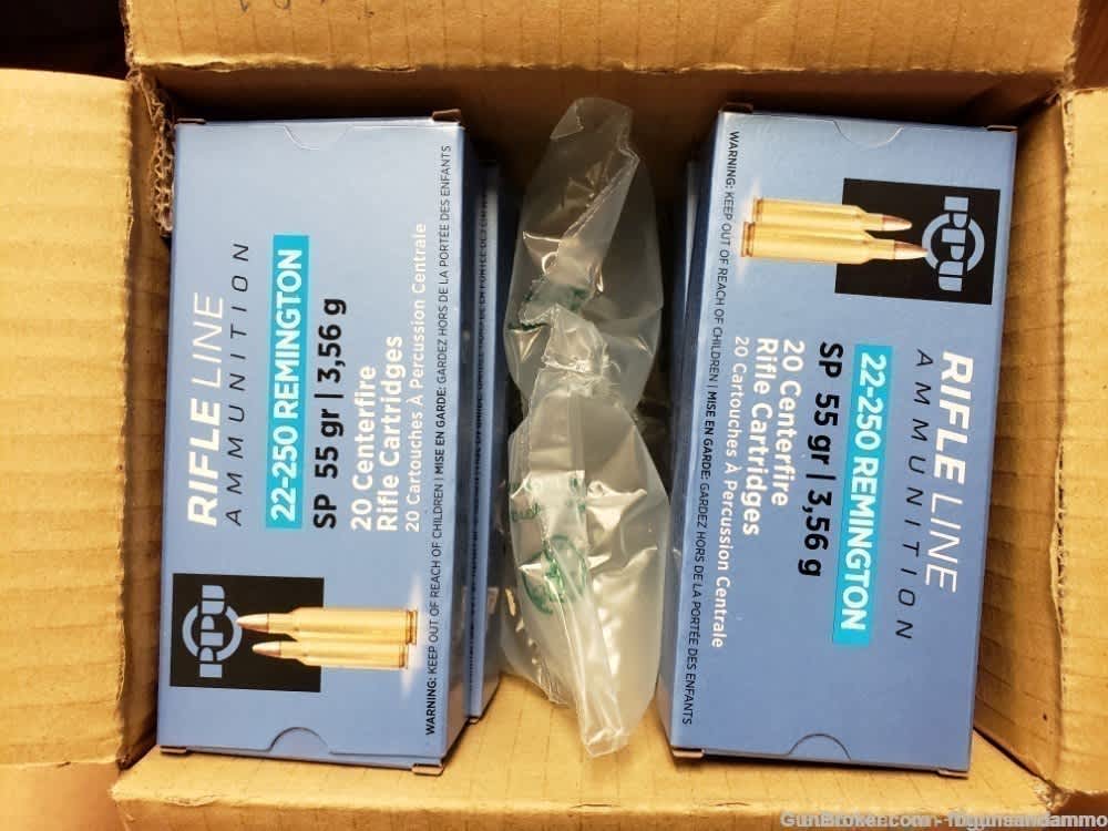 IN STOCK! 200 ROUNDS PPU PRVI 22 250 55 SP SOFT POINT 55SP VARMINT 55GR .22-img-0