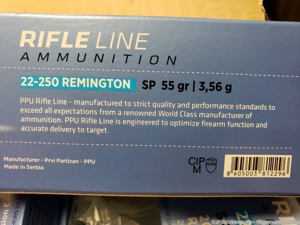 IN STOCK! 200 ROUNDS PPU PRVI 22 250 55 SP SOFT POINT 55SP VARMINT 55GR .22-img-3