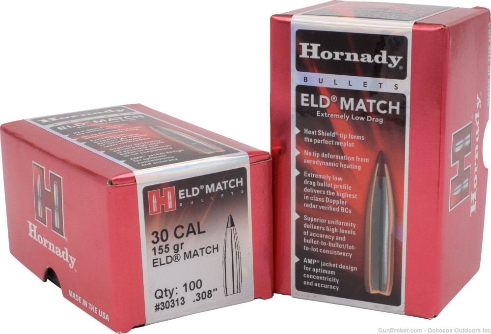 Hornady™ 30 Cal .308 155 GR ELD Match - 100 Count - 30313-img-0