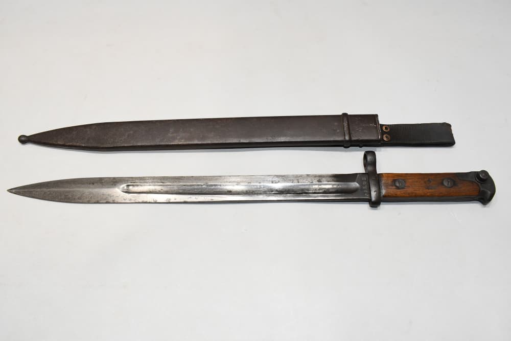 Scarce Original 1st Type Soviet Russian SVT-38 Long Bayonet & Scabbard-img-0