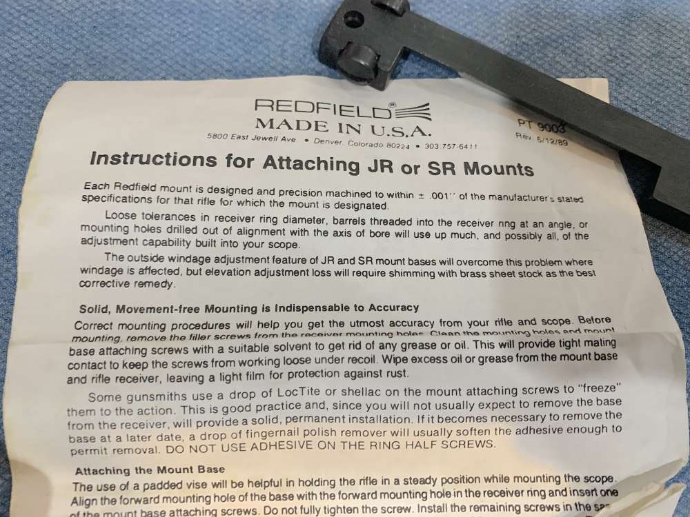 Redfield JR 70A Base, Scope Mount Base , Win 70, 670, see below, 511112-img-4