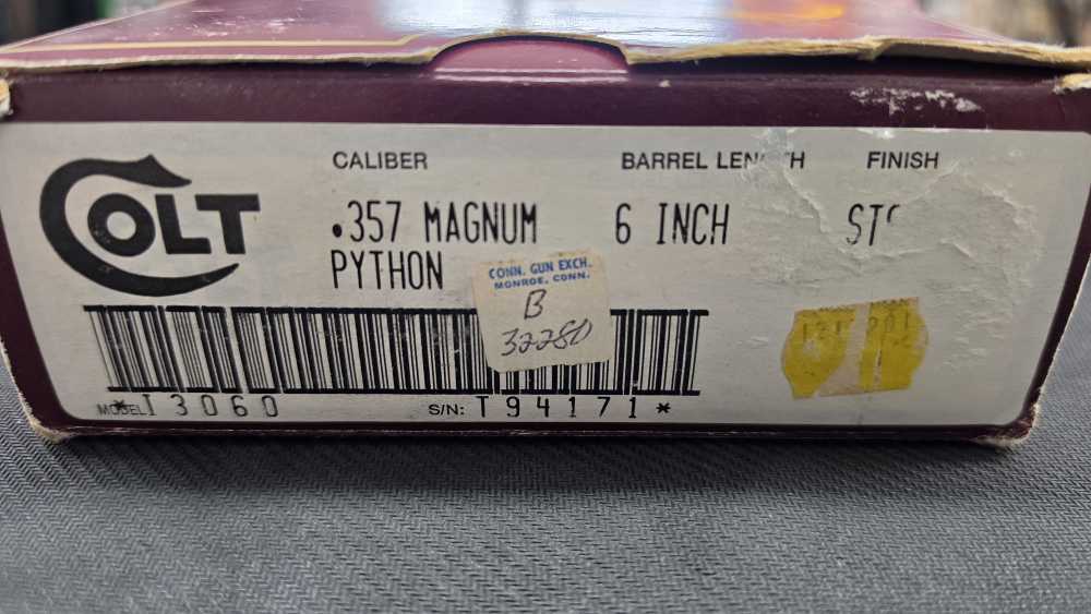 1990 Colt Python 6" Stainless Original Box Unfired I3060-img-3