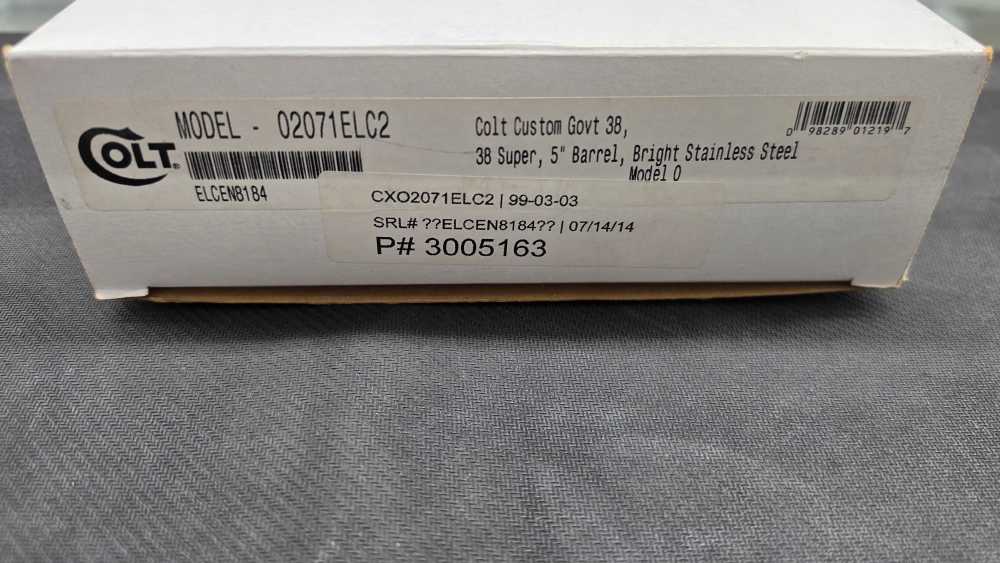 Colt Custom ELCEN Bright Stainless 38 Super Unfired Factory Box  O2071EL2-img-2