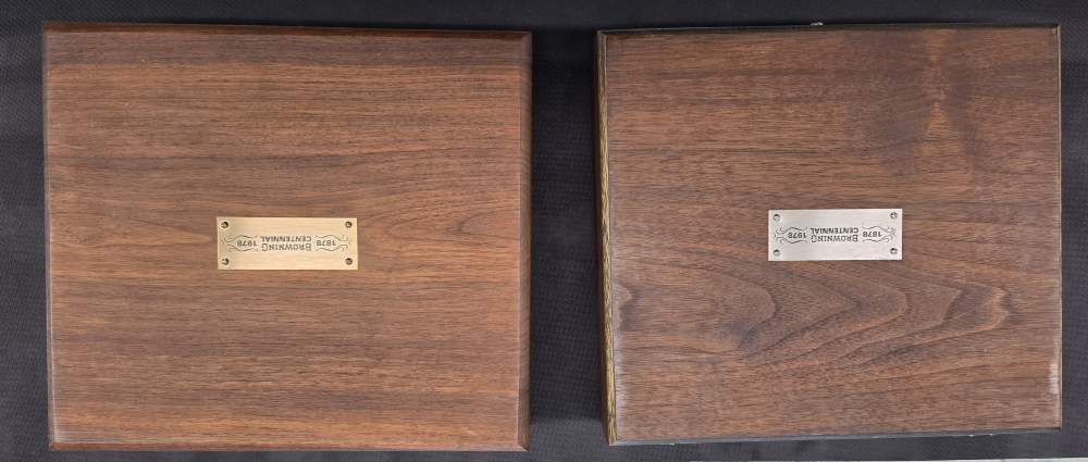 Browning Hi Power Centennial Complete Set Nickel 3 Knives Presentation Case-img-1