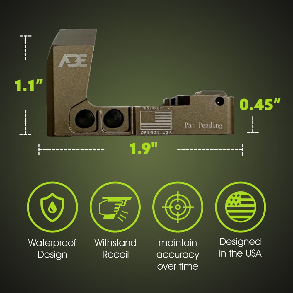 Ade RD3-022 FDE Red Dot+Optic Mount Plate for Non Optic Ready HK VP9 Pistol-img-5