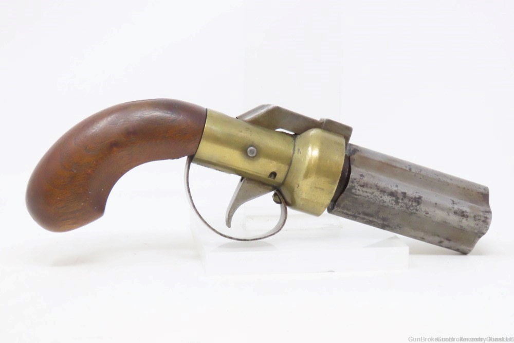 Antique CMC .36 Percussion Reproduction PEPPERBOX Revolving 4-Shot Pistol -img-15