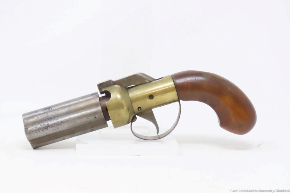 Antique CMC .36 Percussion Reproduction PEPPERBOX Revolving 4-Shot Pistol -img-6