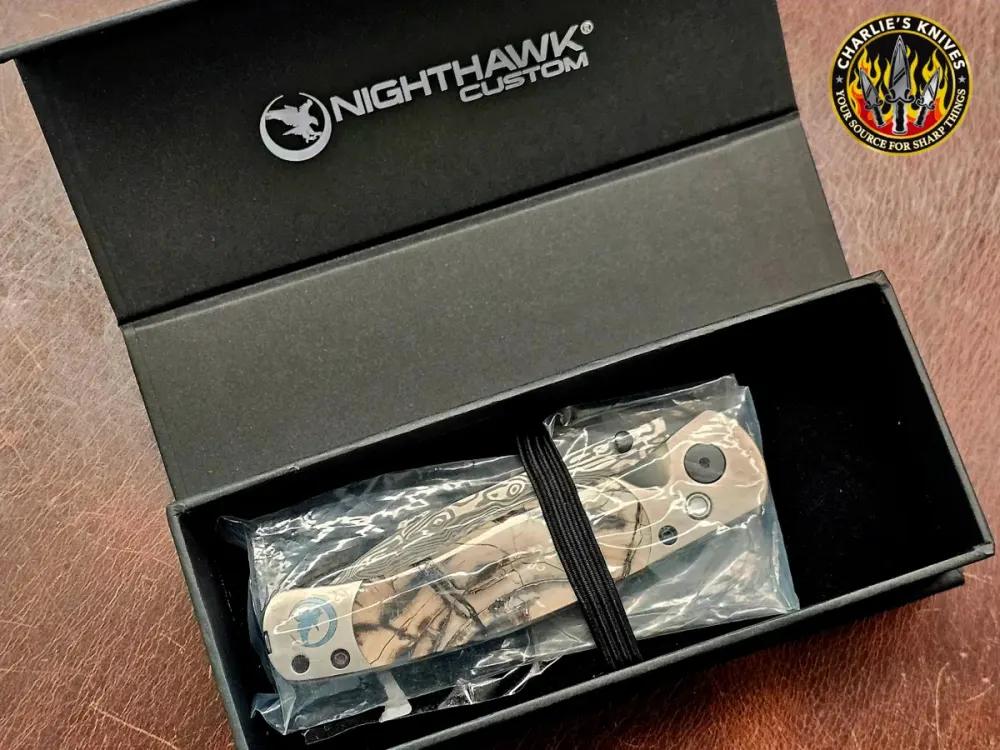 Nighthawk Custom Knife Mammoth Scales 3.25" Biofrost Damasteel Blade NIB-img-9