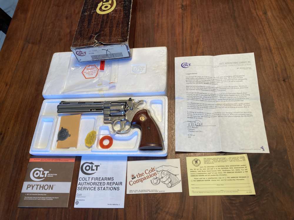 Colt Python .357 Mag 6” Nickel RARE 1st Gen. 1981 Colt Papers MINT NIB -img-0