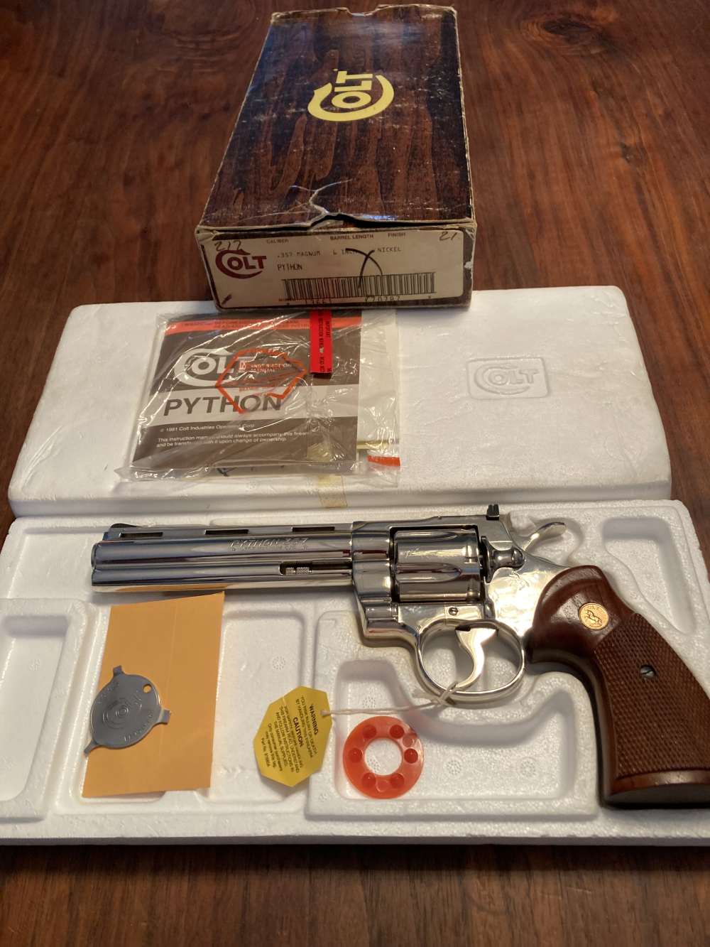 Colt Python .357 Mag 6” Nickel RARE 1st Gen. 1981 Colt Papers MINT NIB -img-7