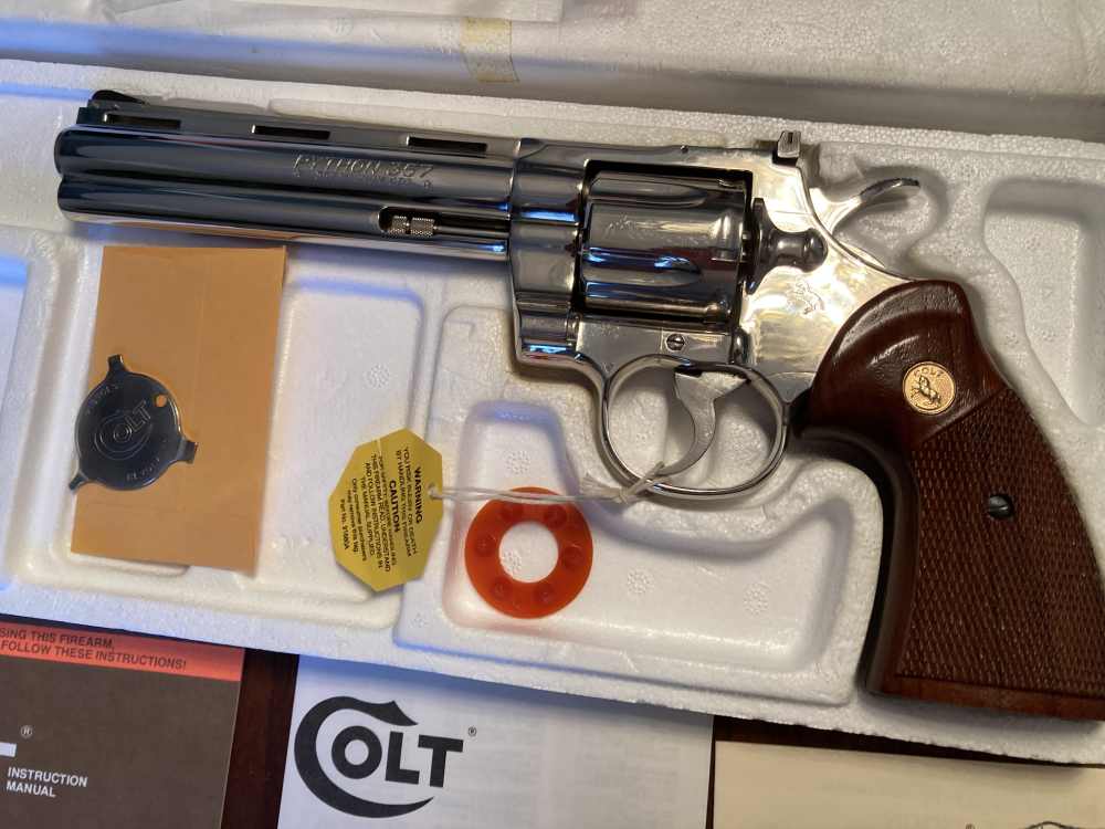 Colt Python .357 Mag 6” Nickel RARE 1st Gen. 1981 Colt Papers MINT NIB -img-6
