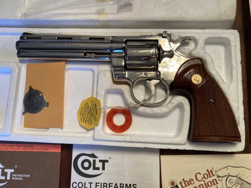 Colt Python .357 Mag 6” Nickel RARE 1st Gen. 1981 Colt Papers MINT NIB -img-1