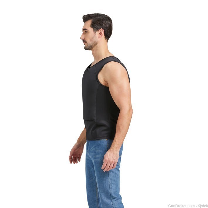 NIJ IIIA Concealable Flexible Body Armor Undershirt STOPS 12GA+44MAG M BLK-img-5