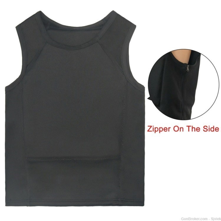NIJ IIIA Concealable Flexible Body Armor Undershirt STOPS 12GA+44MAG M BLK-img-2