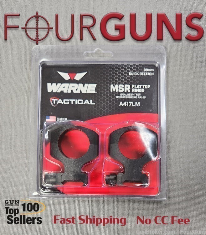 Warne Scope Mounts MSR QuickDetach Ring AR-15 30mm Ultra High  A417LM-img-0