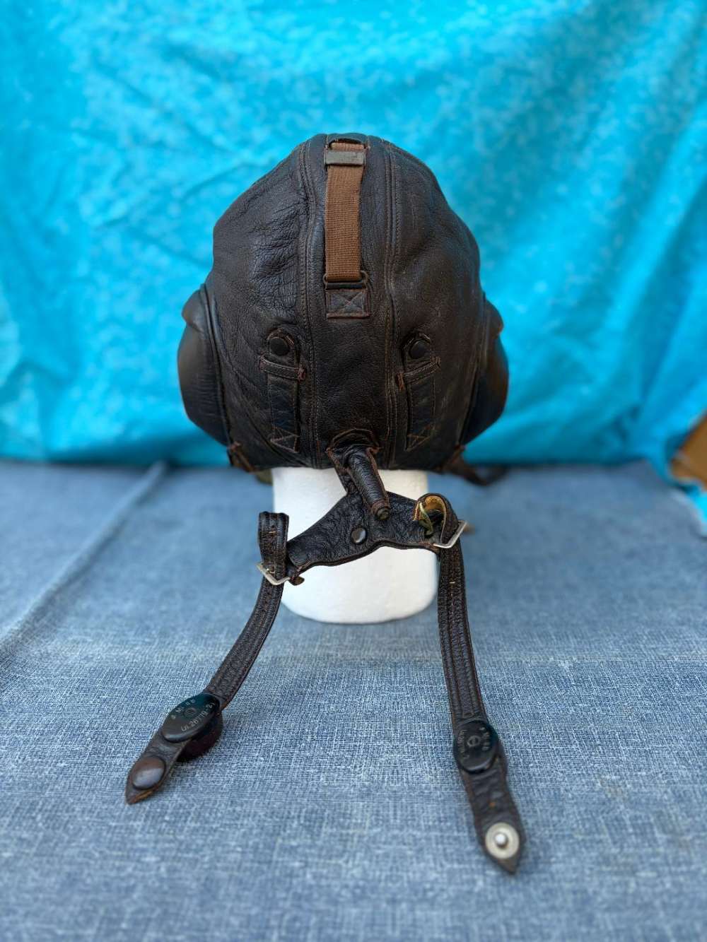 WWII GERMAN LUFTWAFFE LKpW 101 WINTER LEATHER FLIGHT HELMET w/ THROAT MIC-img-5