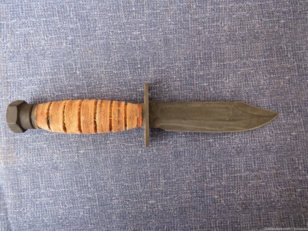 US PILOTS SURVIVAL KNIFE ONTARIO  w LEATHER SHEATH & STONE NOS #12-img-3