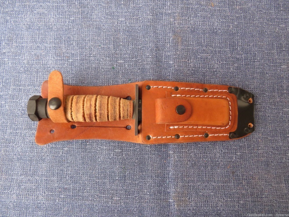 US PILOTS SURVIVAL KNIFE ONTARIO  w LEATHER SHEATH & STONE NOS #12-img-1