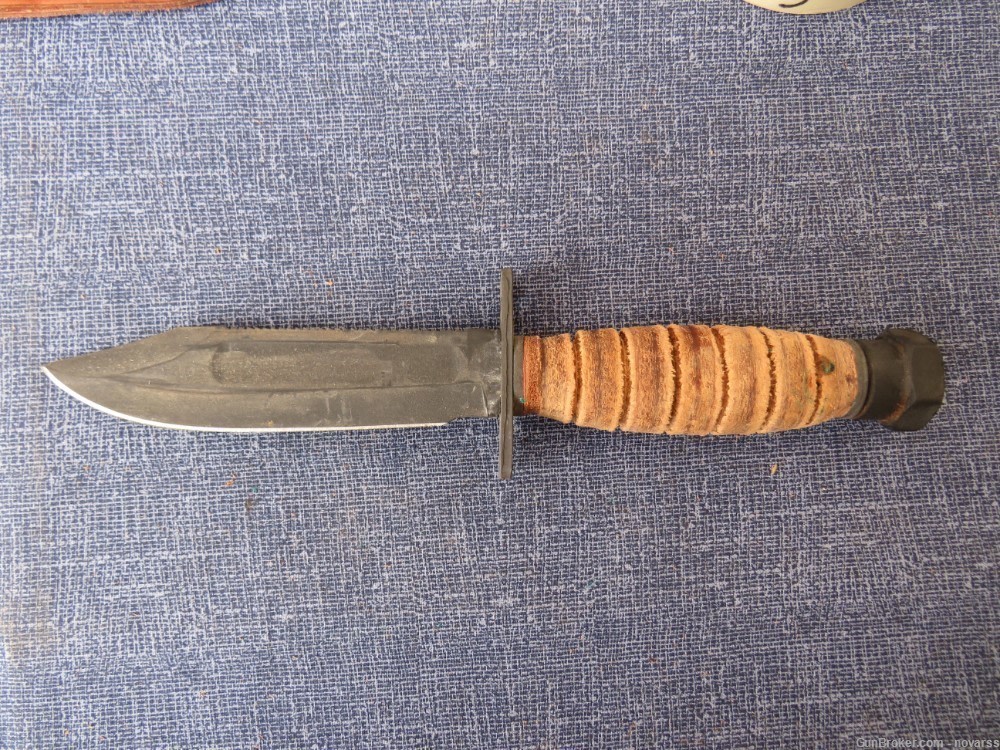 US PILOTS SURVIVAL KNIFE ONTARIO  w LEATHER SHEATH & STONE NOS #12-img-4