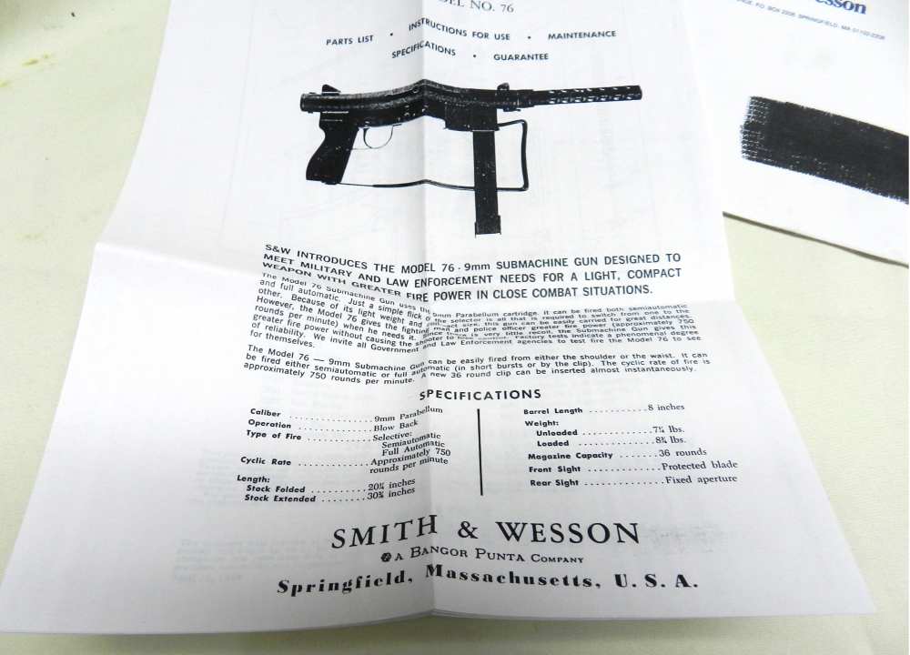S&W Model No 76 9mm Sub Machine Gun Manual -img-2