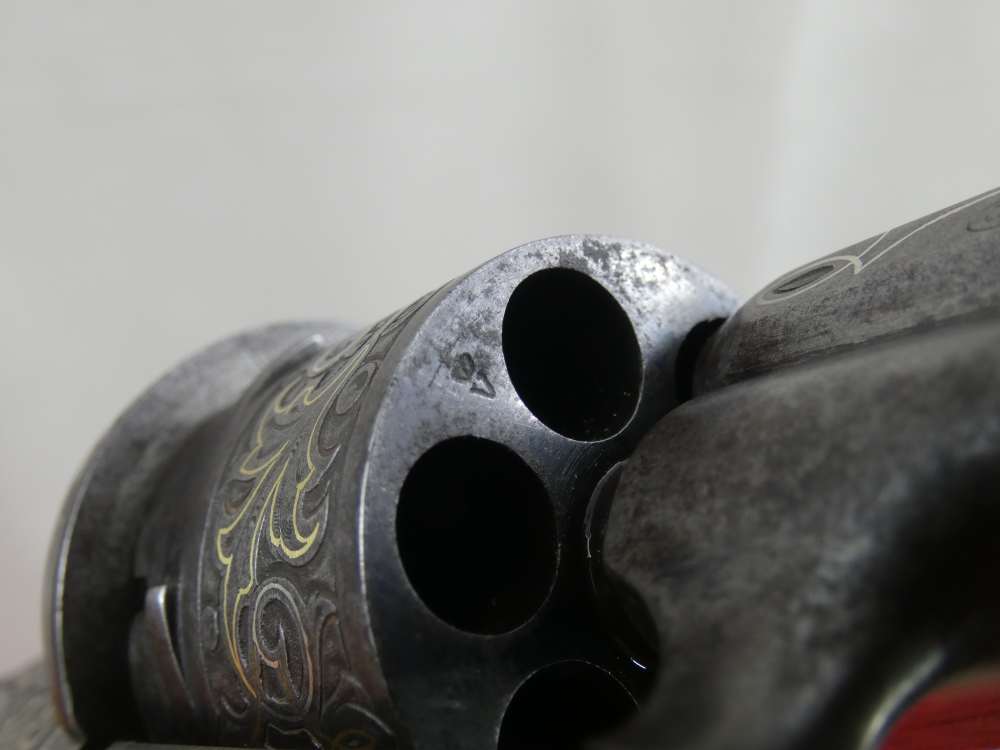 ANTIQUE BELGIUM PINFIRE CASED REVOLVER ENGRAVED GOLD / SILVER 100% complete-img-62