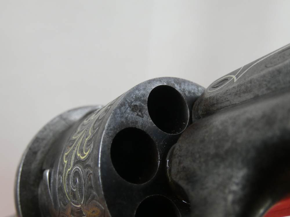 ANTIQUE BELGIUM PINFIRE CASED REVOLVER ENGRAVED GOLD / SILVER 100% complete-img-61