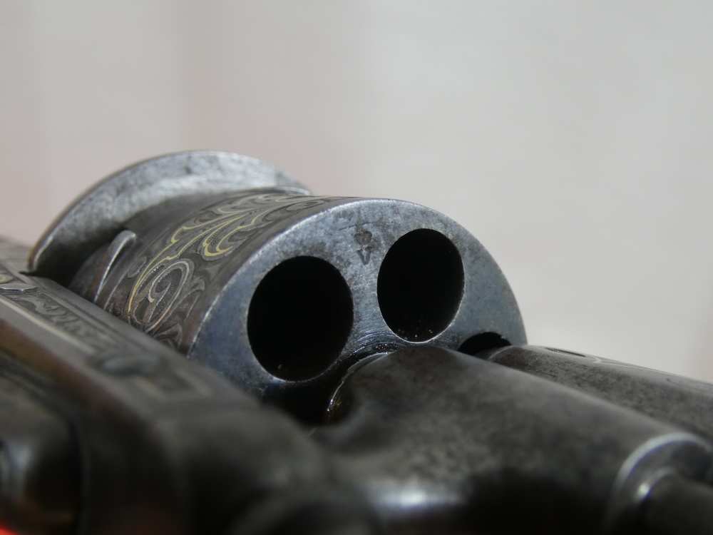 ANTIQUE BELGIUM PINFIRE CASED REVOLVER ENGRAVED GOLD / SILVER 100% complete-img-58