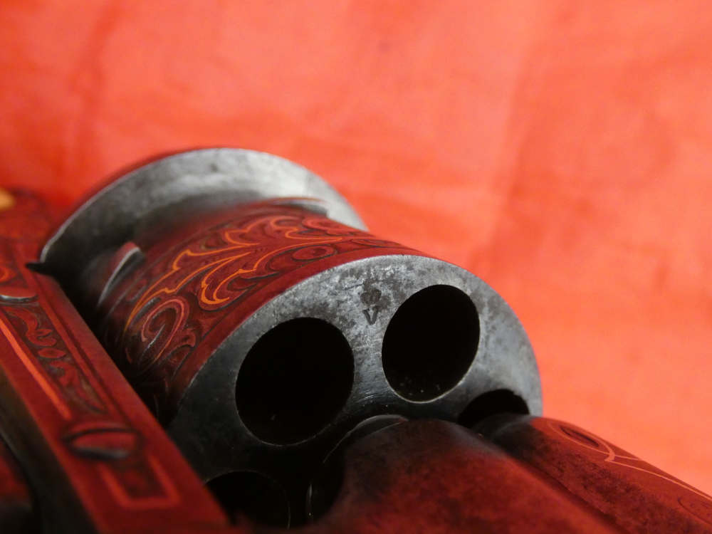 ANTIQUE BELGIUM PINFIRE CASED REVOLVER ENGRAVED GOLD / SILVER 100% complete-img-55