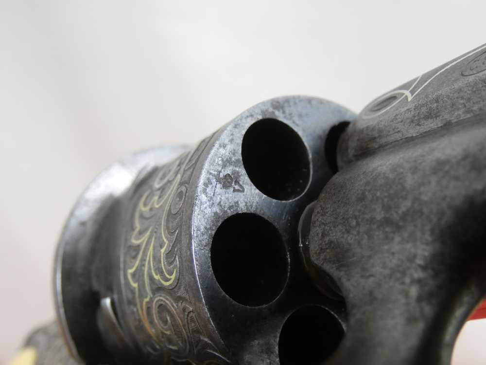 ANTIQUE BELGIUM PINFIRE CASED REVOLVER ENGRAVED GOLD / SILVER 100% complete-img-59