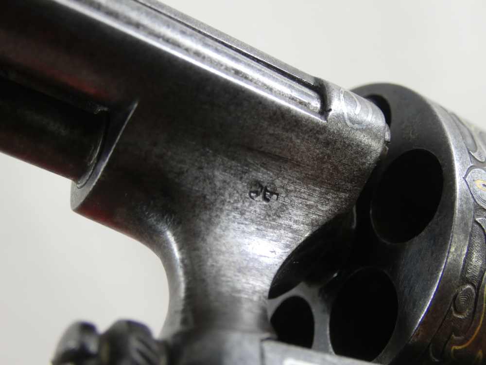 ANTIQUE BELGIUM PINFIRE CASED REVOLVER ENGRAVED GOLD / SILVER 100% complete-img-63