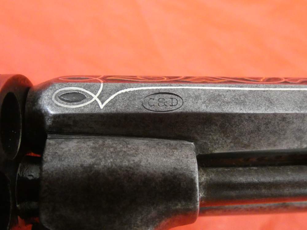 ANTIQUE BELGIUM PINFIRE CASED REVOLVER ENGRAVED GOLD / SILVER 100% complete-img-35