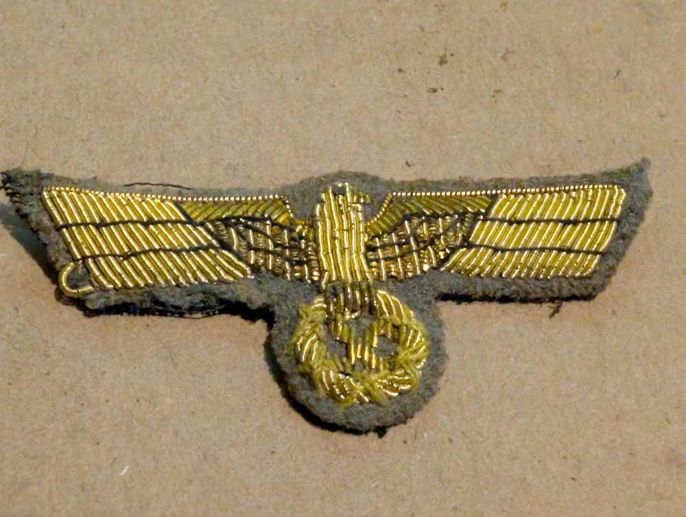 WW2 German Bullion Kriegsmarine Cap Eagle Insignia-img-0