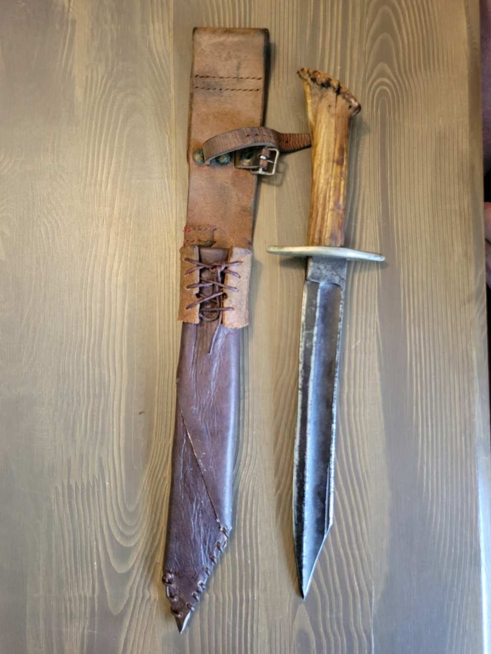P.S. Justice Wrist Breaker/Mod Stag Handle Bowie Knife w/Sheath P. Adams-img-5