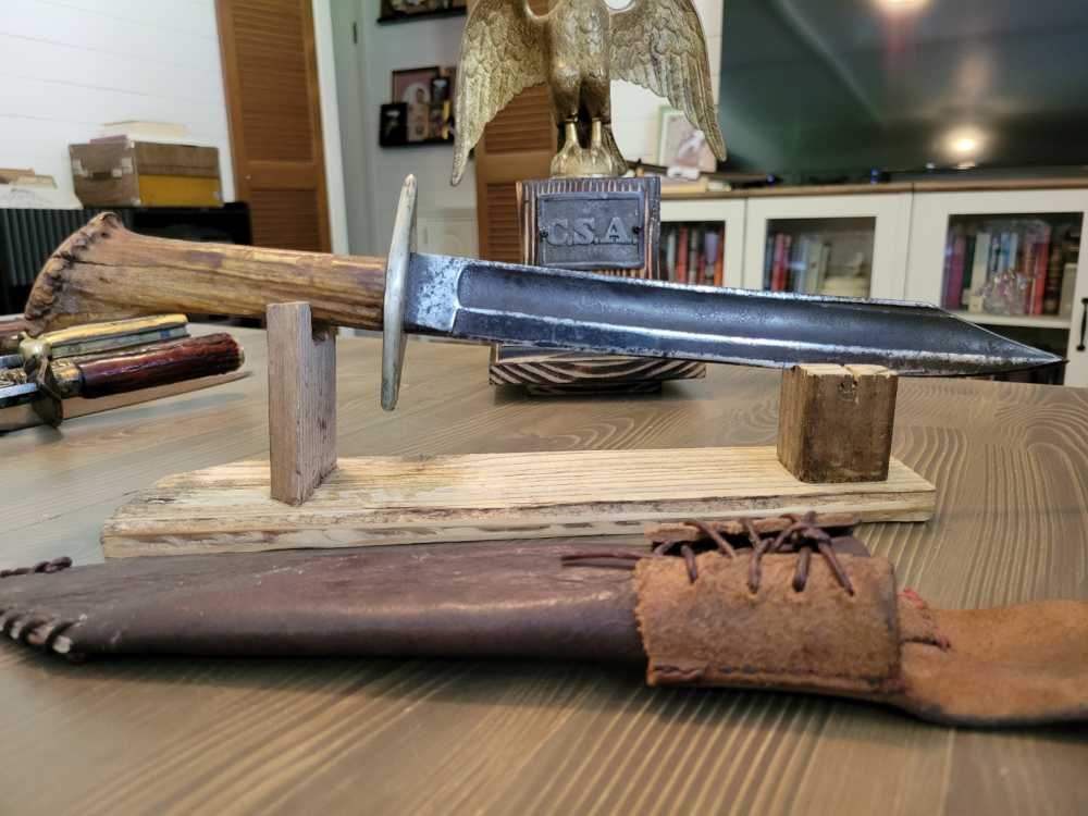 P.S. Justice Wrist Breaker/Mod Stag Handle Bowie Knife w/Sheath P. Adams-img-0