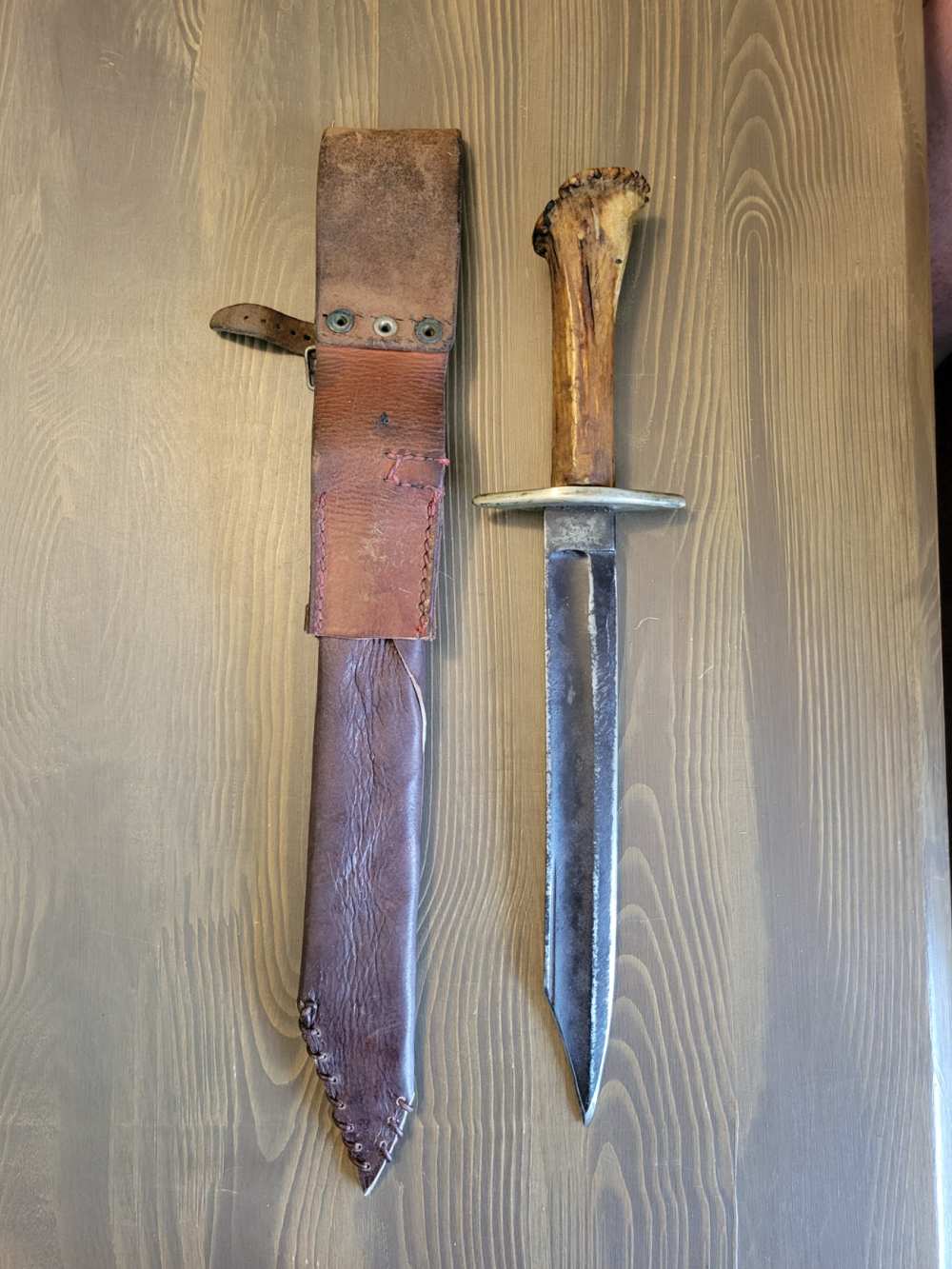 P.S. Justice Wrist Breaker/Mod Stag Handle Bowie Knife w/Sheath P. Adams-img-6