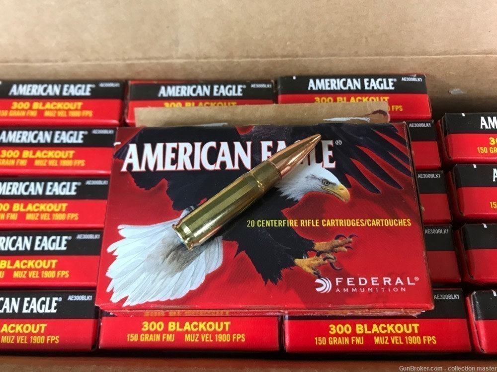 Federal American Eagle .300 Blackout 150 GR One Case 25 Boxes FMJ 300 BLK-img-1