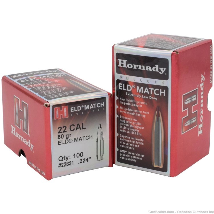 Hornady™ ELD Match 22 CAL .224 80 GR - 100 Count - 22831-img-0