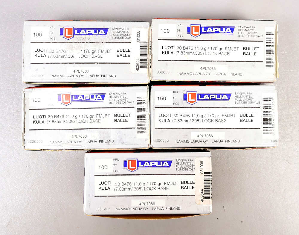 400 PLUS LAPUA 30 Caliber / 308 170 Grain FMT BT BULLETS 4PL7086 Reloading -img-0