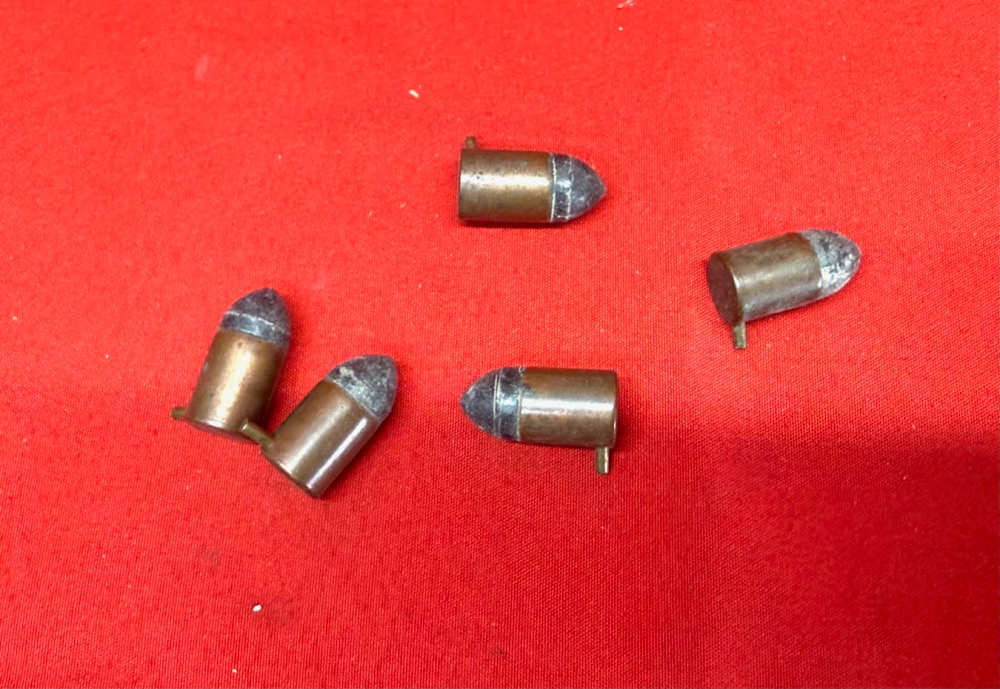 Antique Belgian 1850s Fusnot 12mm Pinfire Ammo x5 Lot-img-2