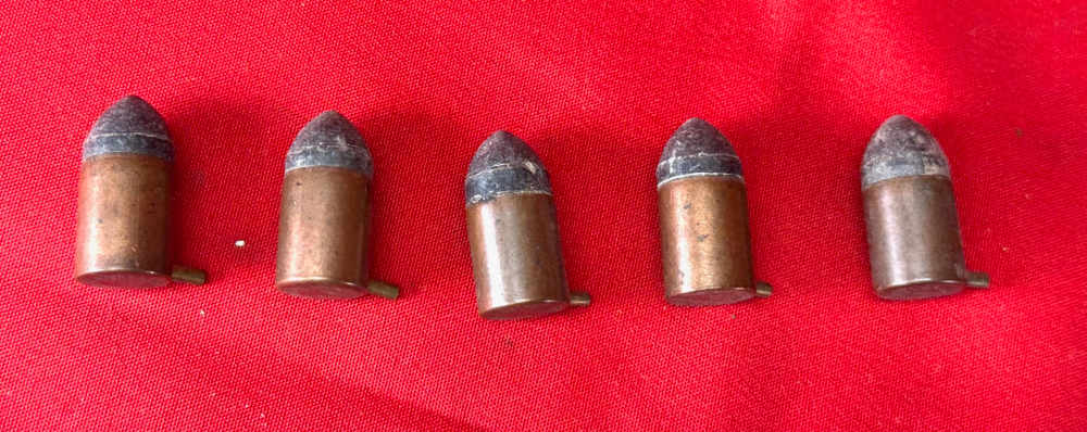 Antique Belgian 1850s Fusnot 12mm Pinfire Ammo x5 Lot-img-3