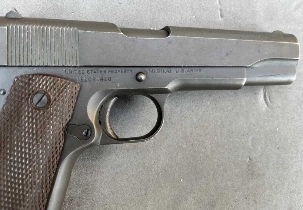 1943 WWII US Army Colt M1911A1 with 1942 US holster & web belt-img-16