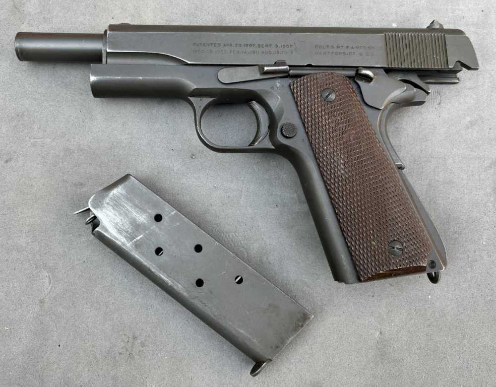 1943 WWII US Army Colt M1911A1 with 1942 US holster & web belt-img-20