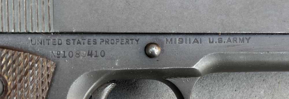 1943 WWII US Army Colt M1911A1 with 1942 US holster & web belt-img-17