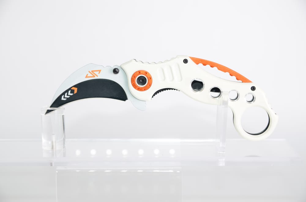 Military White Karambit Claw Spring-Assisted Knife EDC -img-0