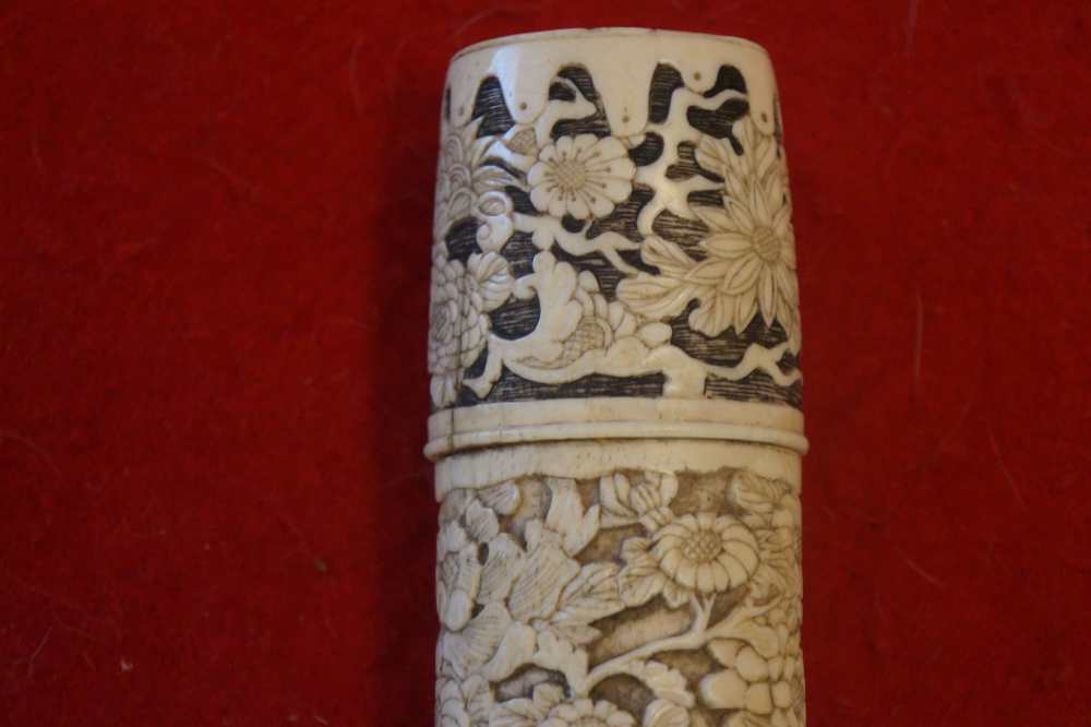 Antique Japanese Meiji Period Carved Bone Tanto-img-3