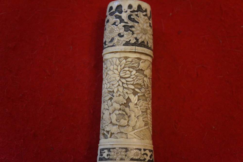 Antique Japanese Meiji Period Carved Bone Tanto-img-12