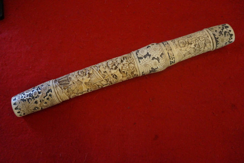 Antique Japanese Meiji Period Carved Bone Tanto-img-0